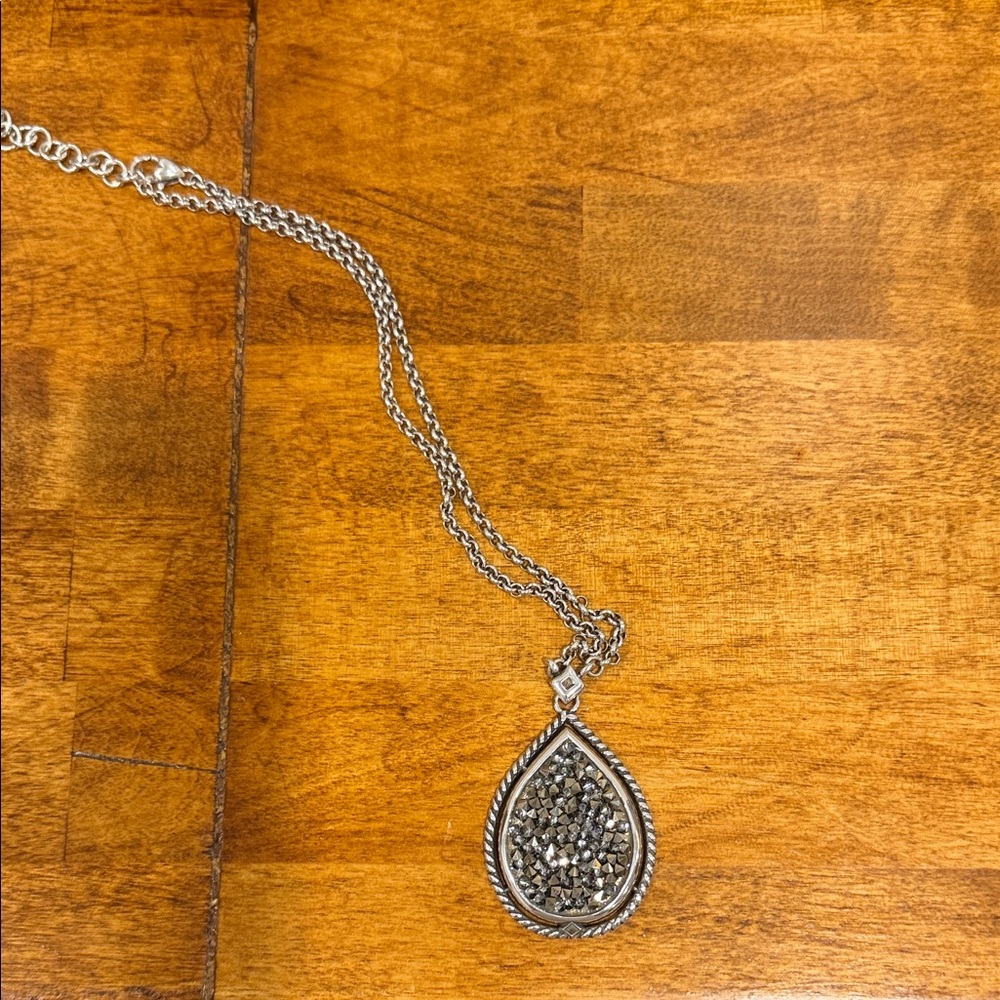 Brighton Ability to Love crystal rock silver plated necklace